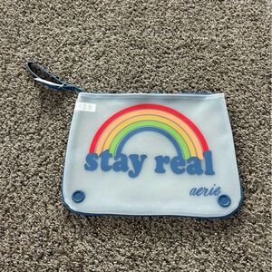 Aerie Blue and White Wristlet Pouch